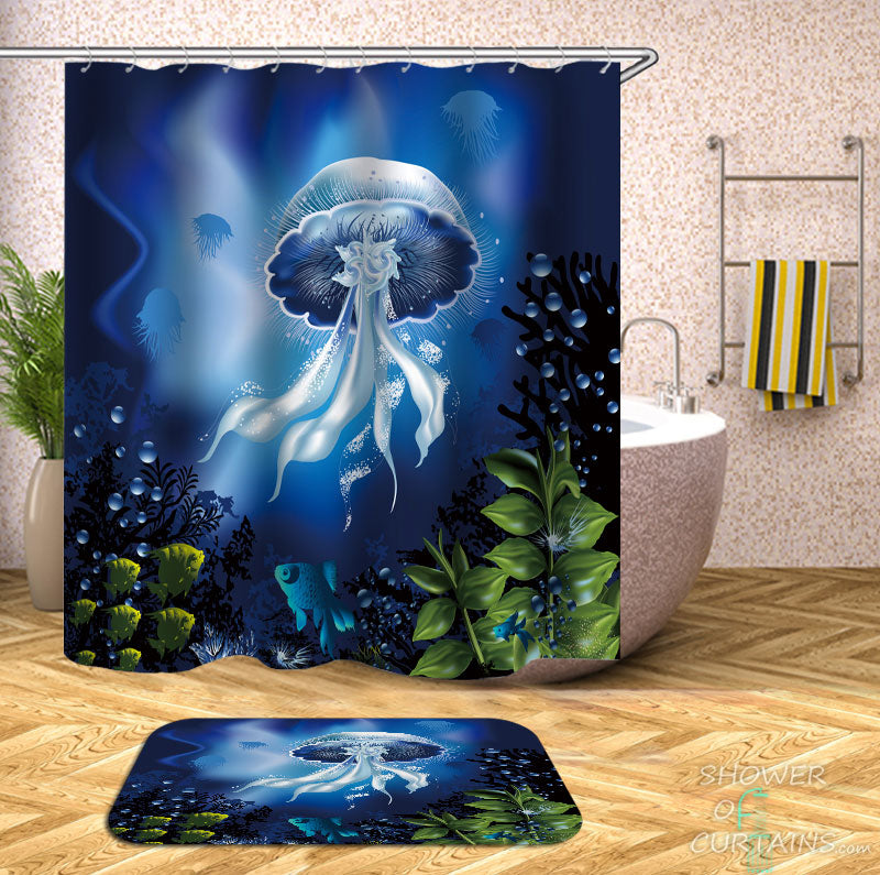 Shower Curtains with Digital Jellyfish