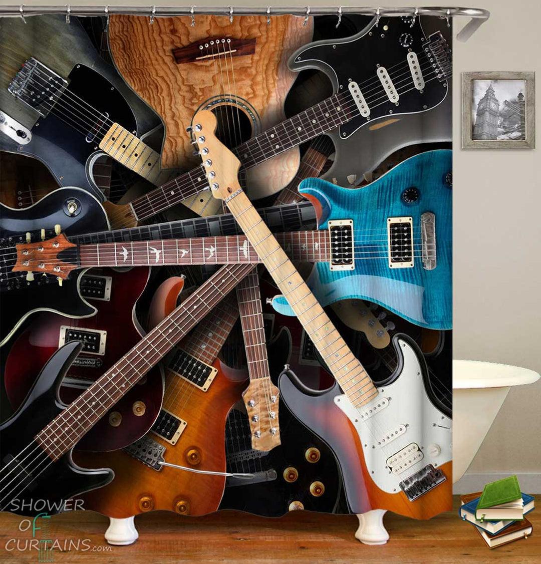 Shower Curtains with Electric Guitars