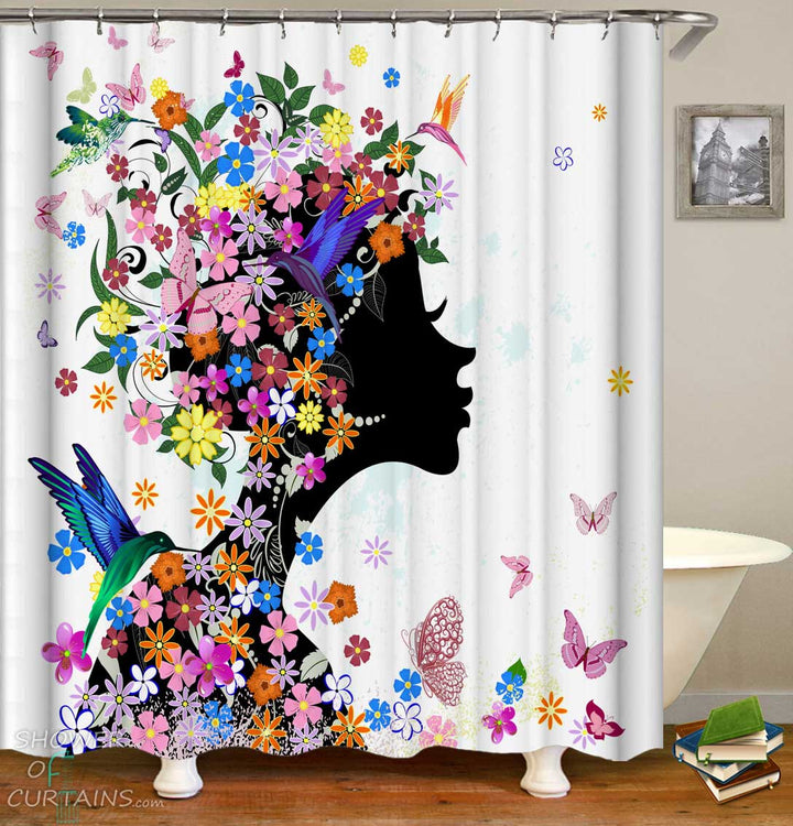 Shower Curtains with Flower Girl