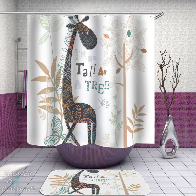 Shower Curtains with Giraffe Tall as a Tree