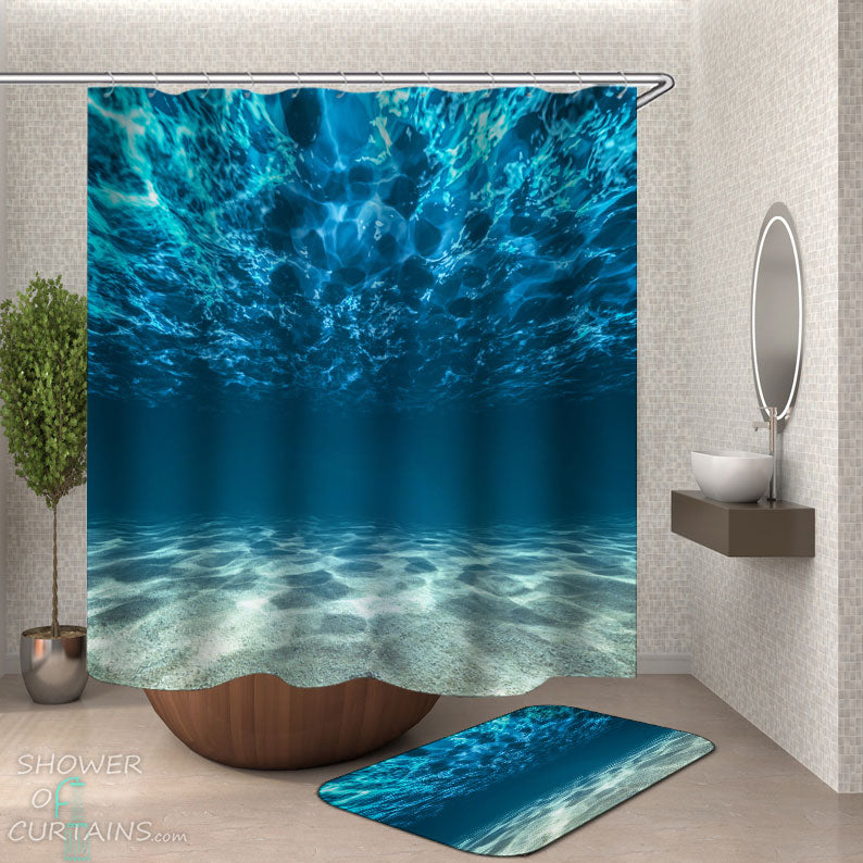 Shower Curtains with Ocean's Clear Water