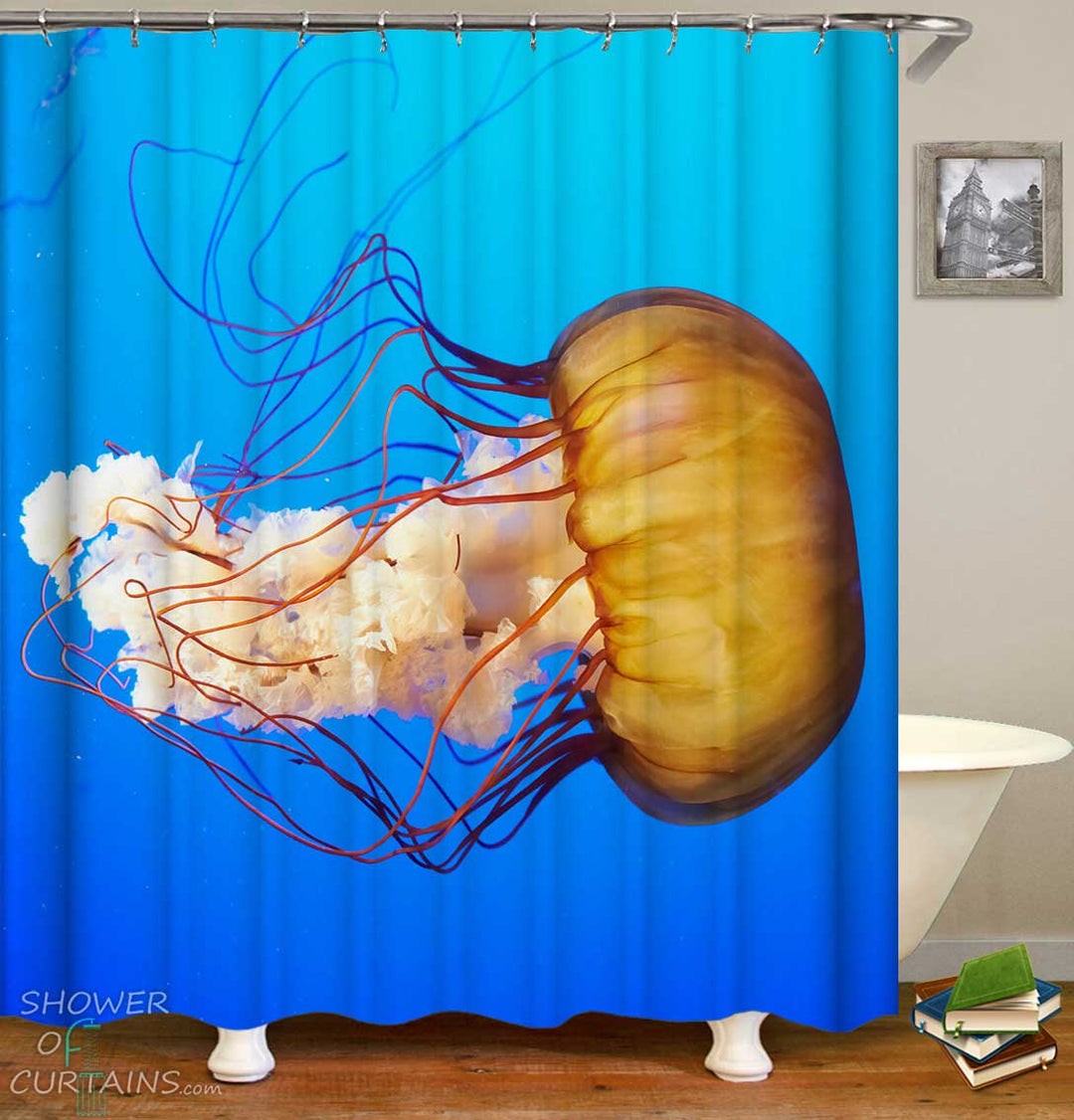 Shower Curtains with Sea Nettle Jellyfish