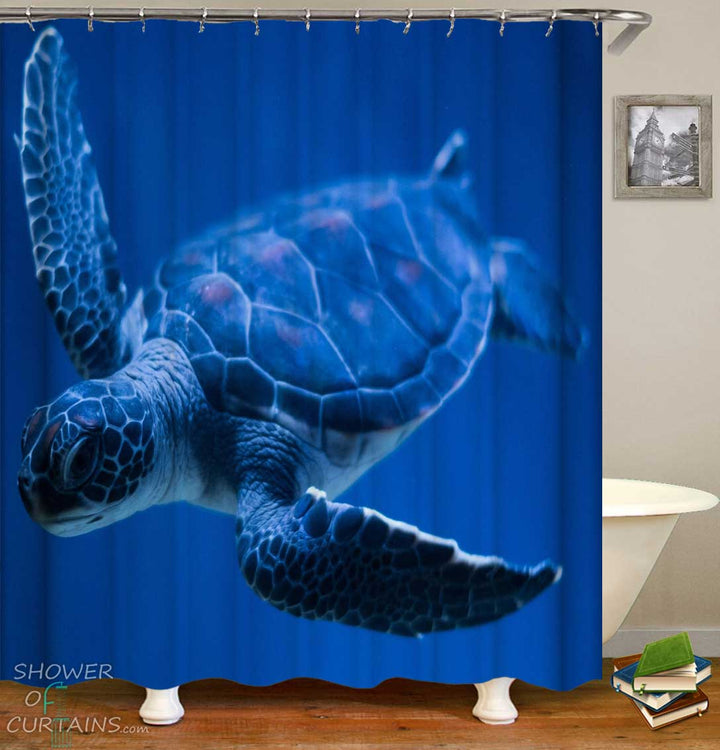 Shower Curtains with Swimming Turtle