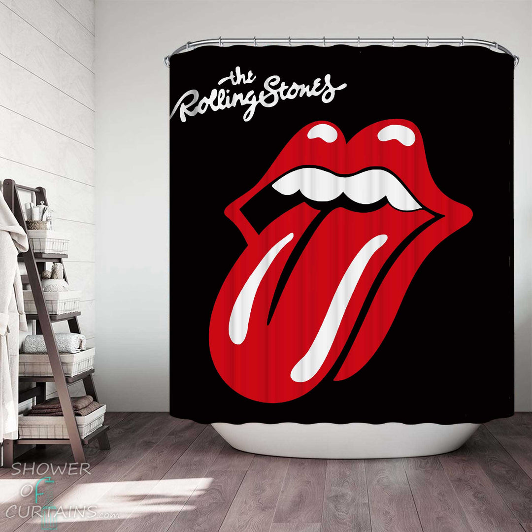Shower Curtains with The Rolling Stones Tongue Out