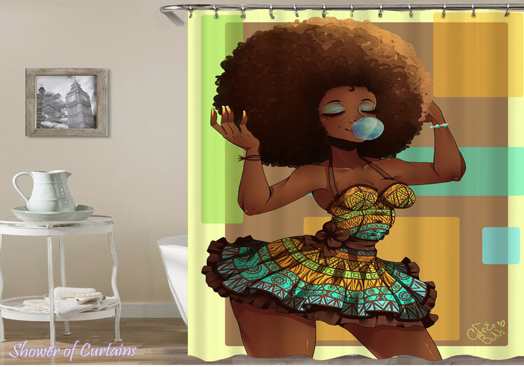 Shower Curtain of Chic Afro Hair Girl