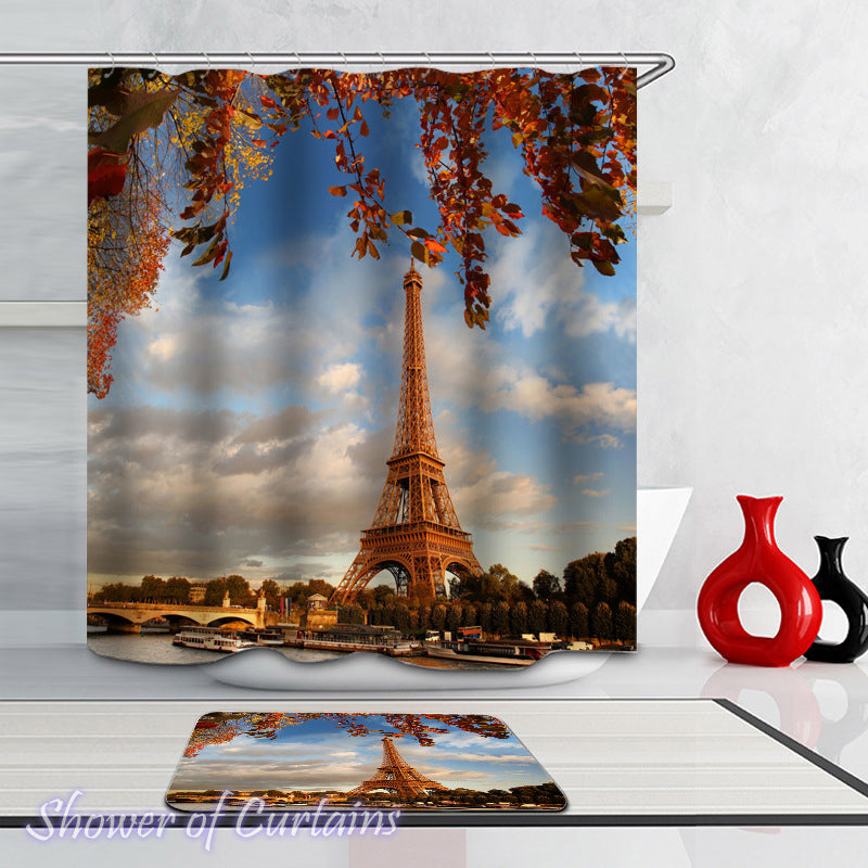 Shower Curtain of Eiffel Tower Autumn Colors