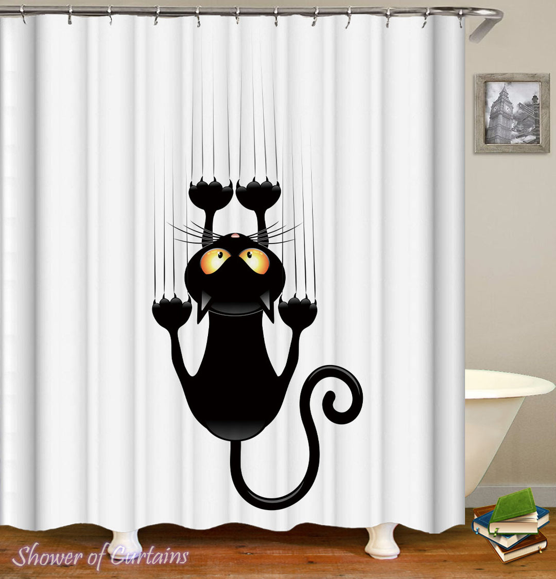 Shower Curtain of Slippery Cat