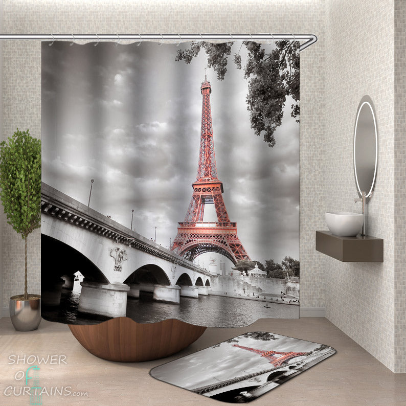Shower Curtains of the Eiffel Tower Artistic Picture