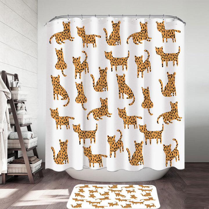 Simple Cheetah Cute Drawing Decorative Shower Curtains