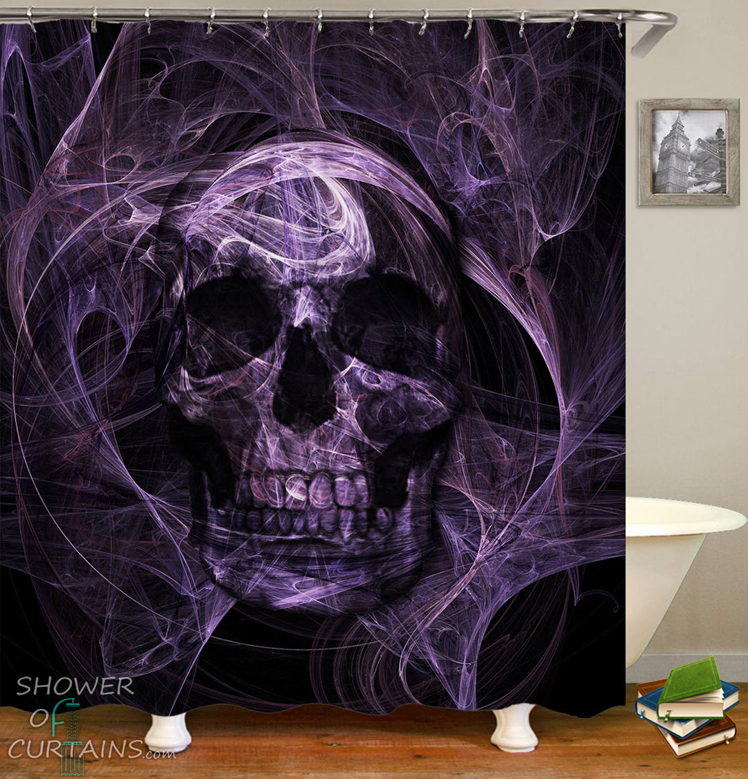 Skull Shower Curtain of Purplish Demon Skull