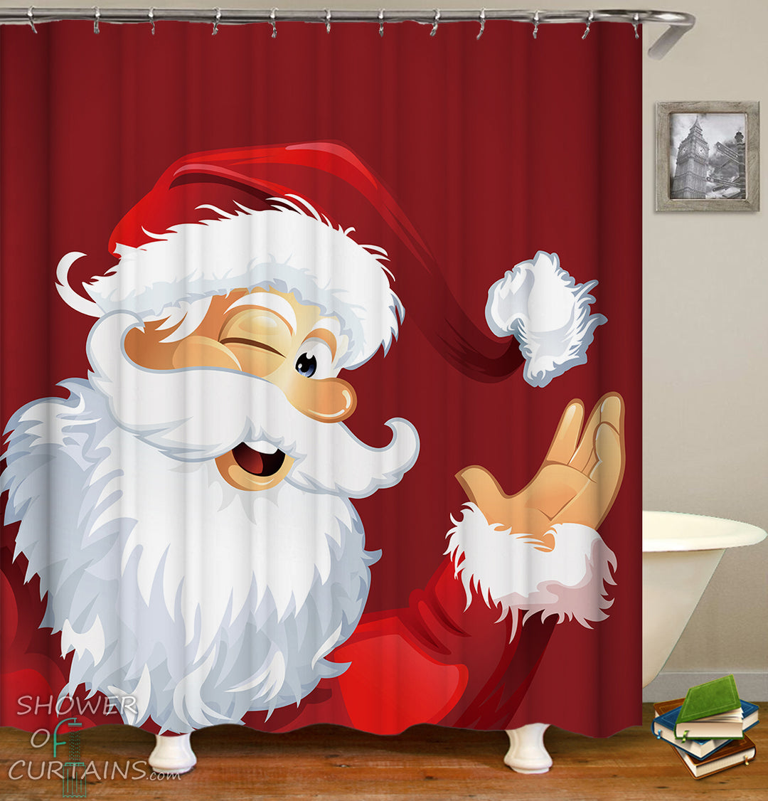 Smiling Santa Shower Curtain