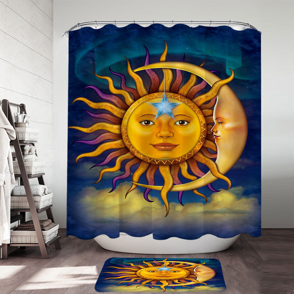Star Sun Moon Shower Curtain