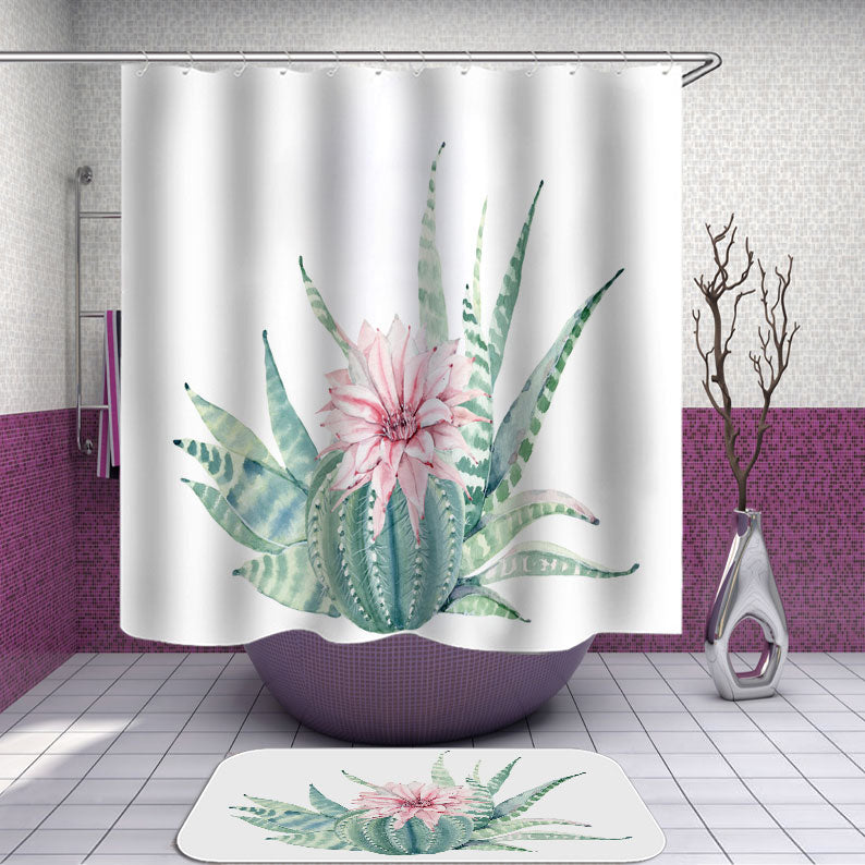 succulent shower curtain Succulent and Flower Blossom Cactus Shower Curtain