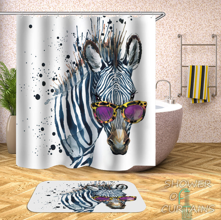 Sunglasses Chic Zebra Shower Curtain
