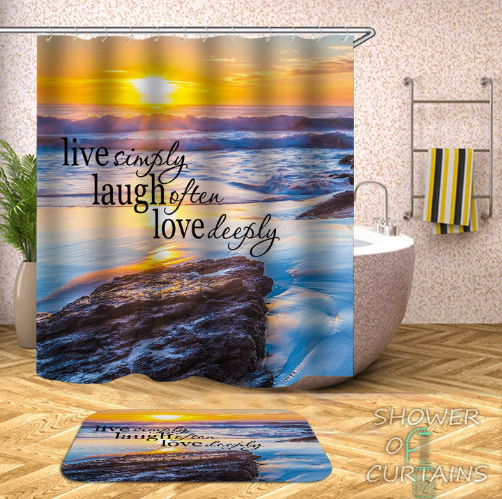 Sunset Shower Curtain - Sunset Quote - Beach Shower Curtain