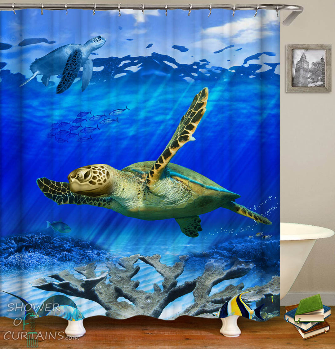 Swimming Turtles Shower Curtain