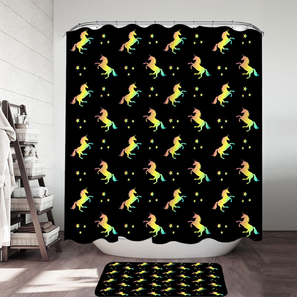 Three Stars Unicorn Pattern Pretty Shower Curtains