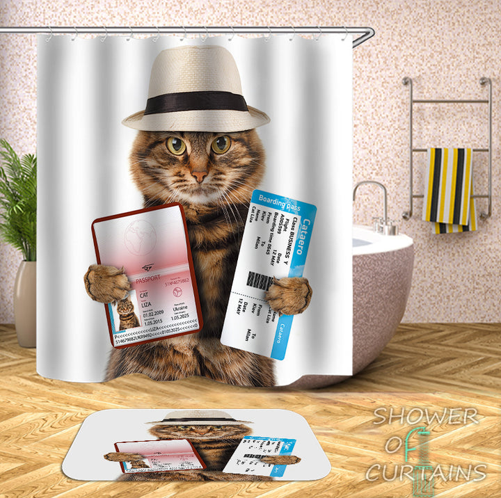 Tourist Cat Shower Curtain