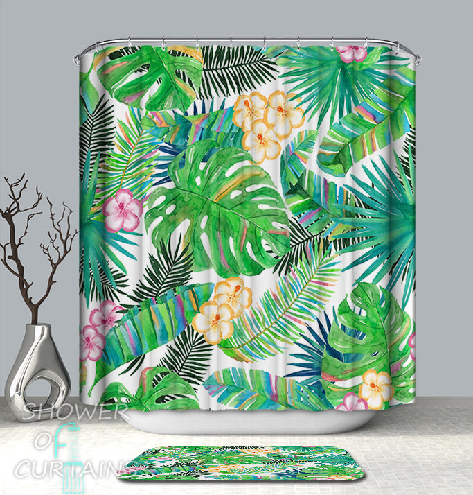 Tropical Shower Curtain of Colorful Tropical Spirit