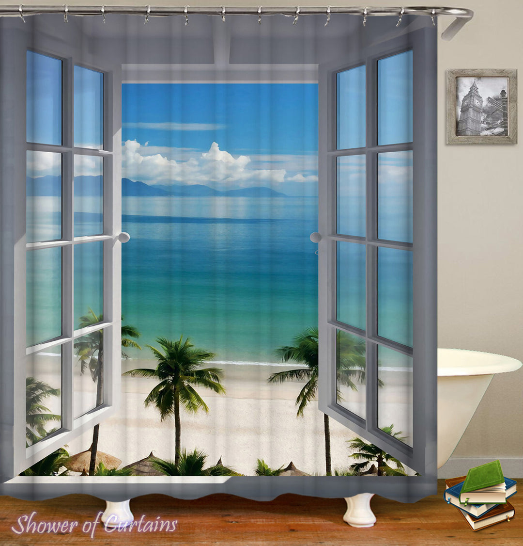 Tropical shower curtains - A Window To Paradise