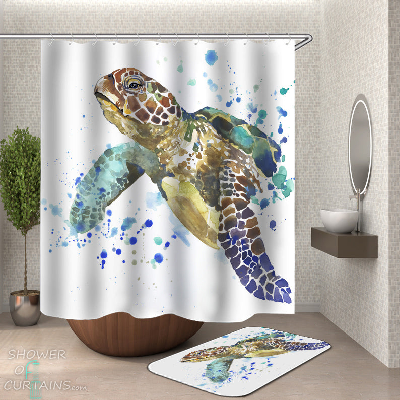 Shower Curtains  Art Painting Turtle – Shower of Curtains