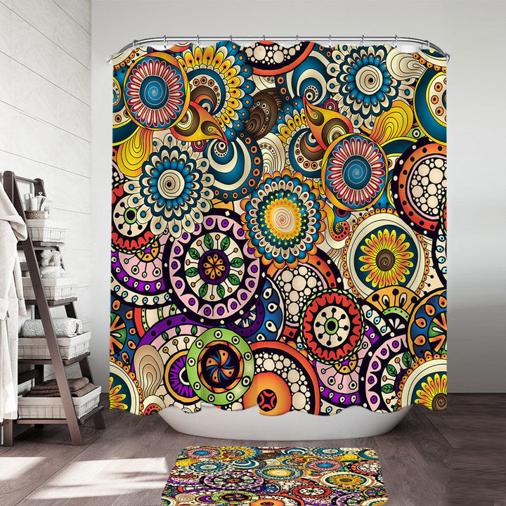 Unique Shower Curtains Multi Colored Little Mandalas