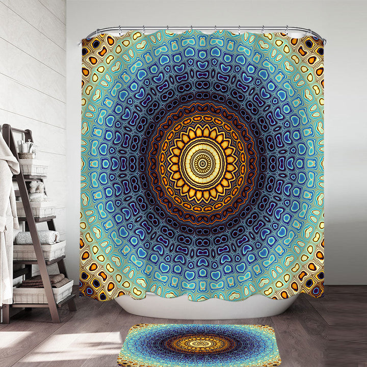 Unique Shower Curtains with Orange to Blue Glass Illusion