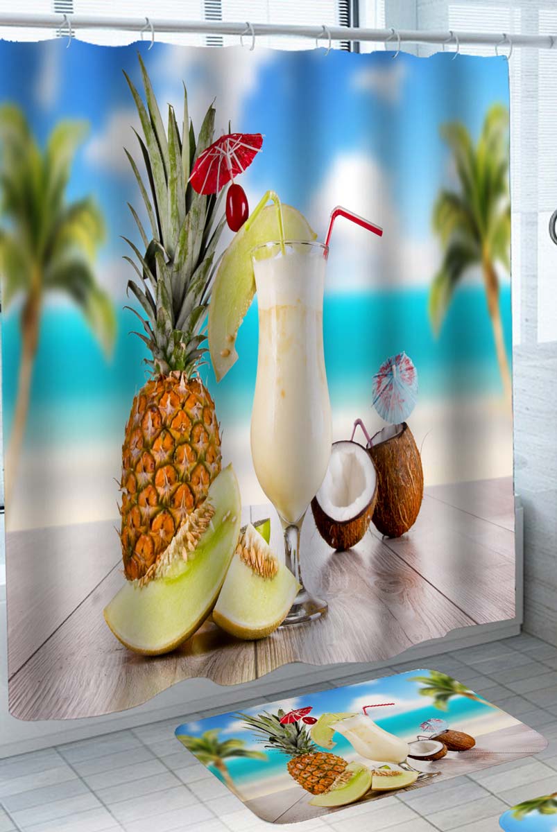 Vacation Shower Curtains Cold Cocktail at the Beach