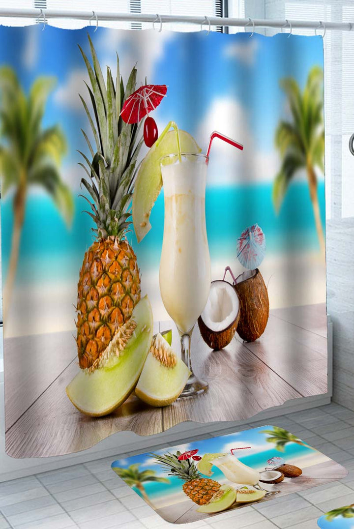 Vacation Shower Curtains Cold Cocktail at the Beach