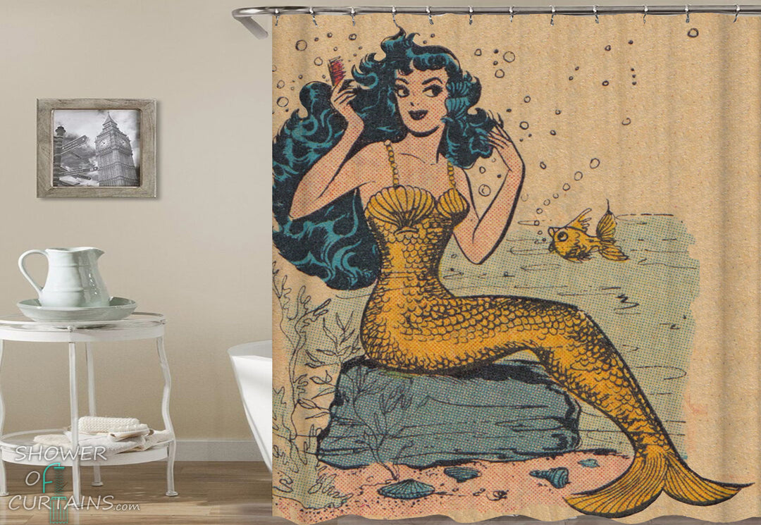 Vintage Mermaid Shower Curtain