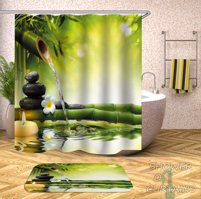 Water Trickle Bamboo Shower Curtain