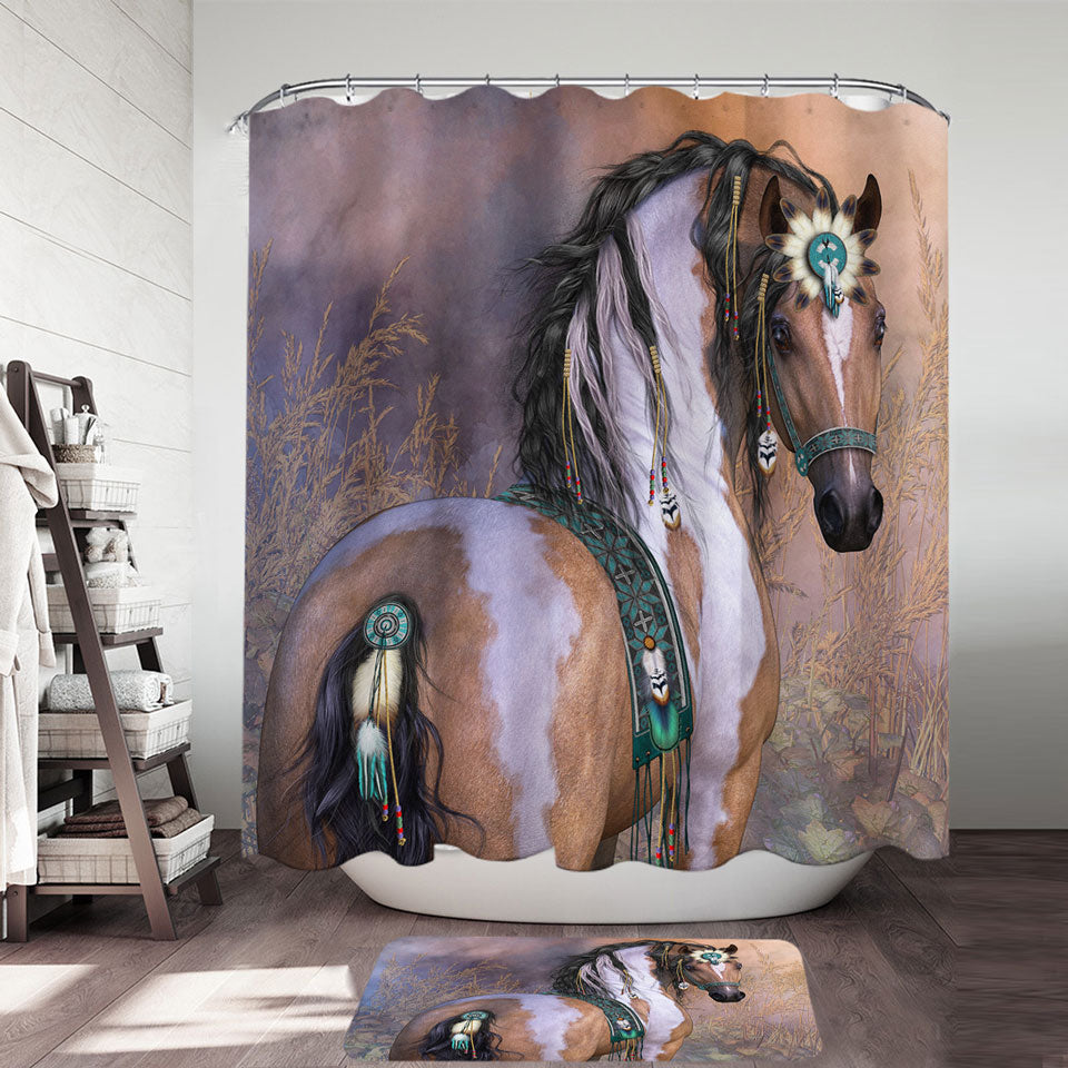 Where to Buy Shower Curtains Daughter of the Wind Native American Girl Horse 