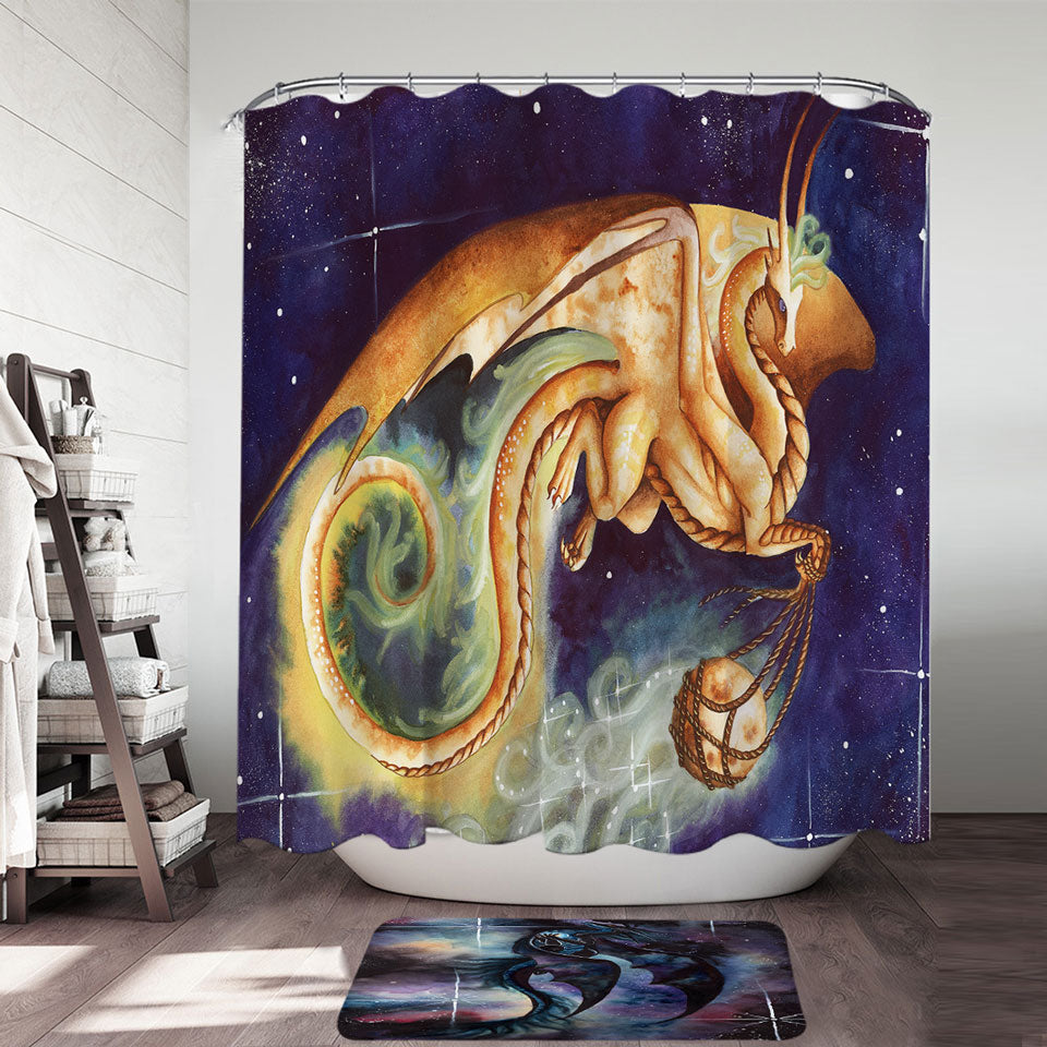 Where to Buy Shower Curtains like Fantasy Art Carry the Moon Dragon