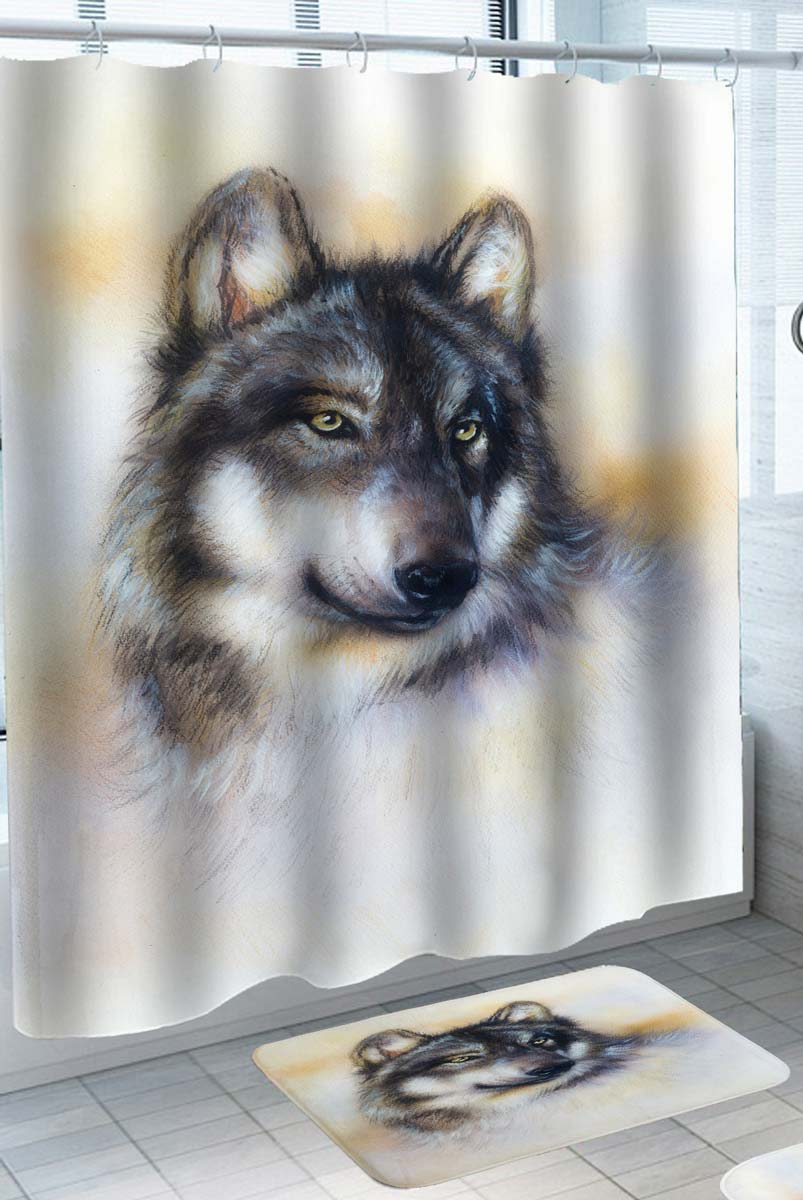 Wildlife Shower Curtains Art Stunning Wolf