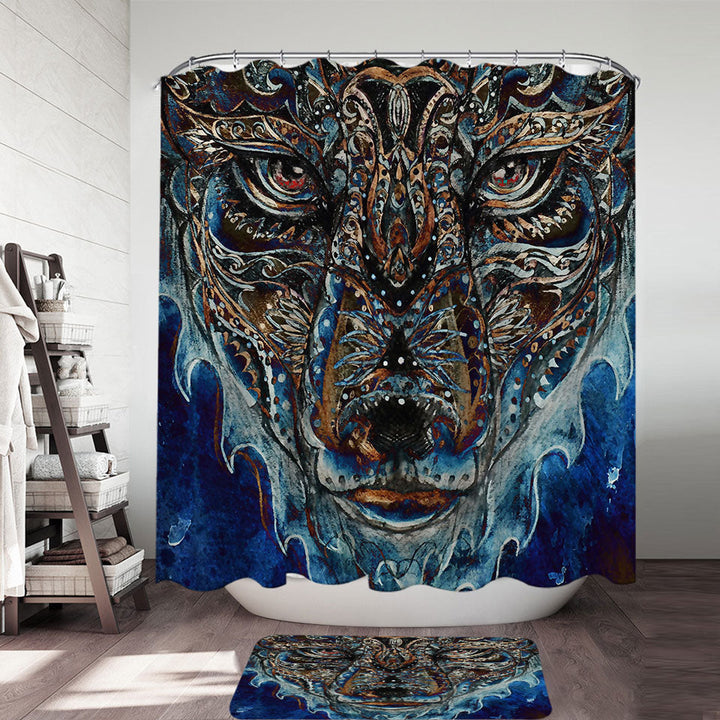 Wolf Shower Curtain Tough Native American Painting