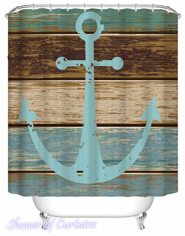 nautical shower curtains - Old Deck Anchor Shower Curtain