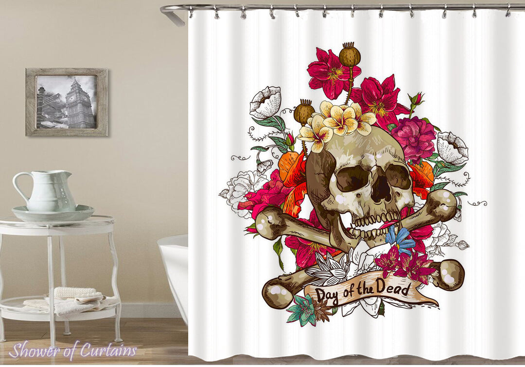 Day Of The Dead Skull Shower Curtain