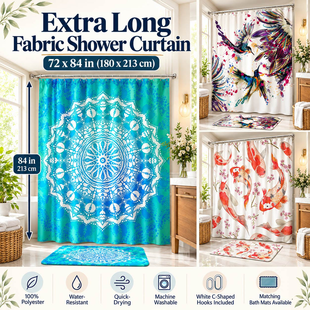 Extra Long Fabric Shower Curtain