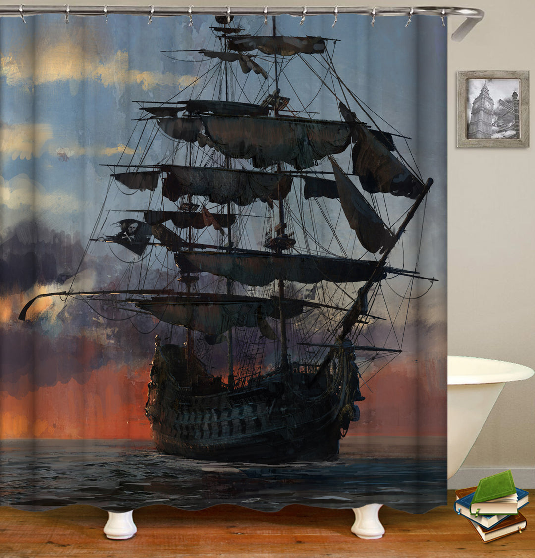 Ship Shower Curtan - Nautical Bathroom Decor