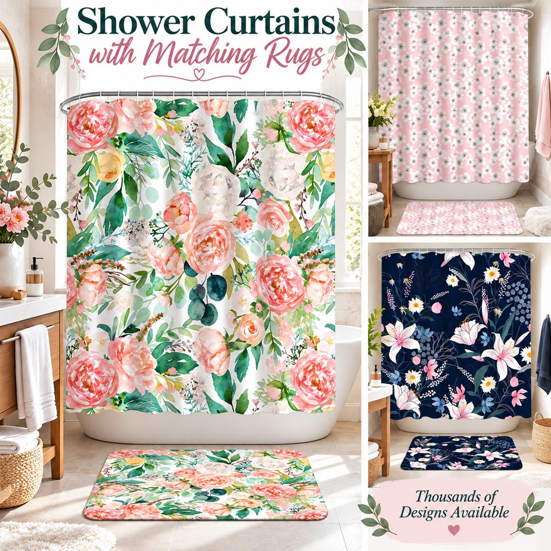 Shower Curtains with Matching Rugs