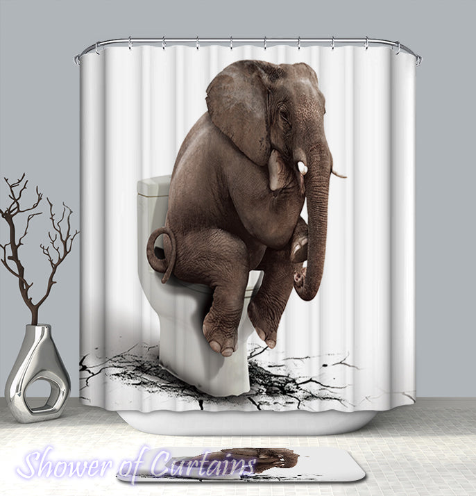 Shower Curtain of Shower Thinking Elephant - Shower Thoughts blog logo