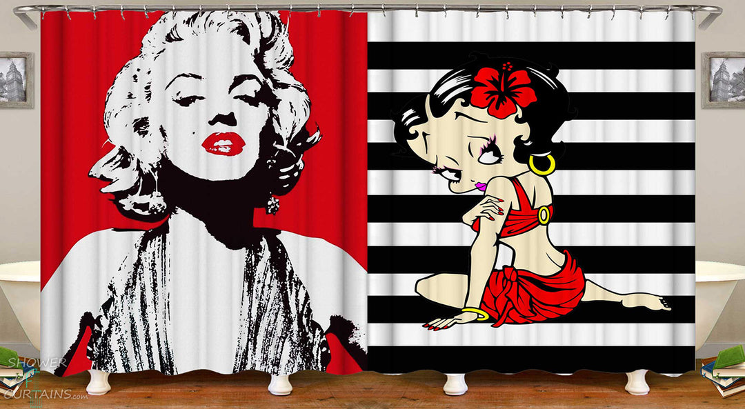 Shower Curtains Feature Marilyn Monroe and Betty Boop