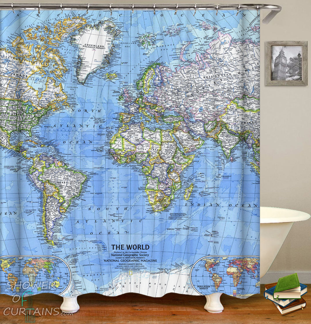 World Map Shower Curtain