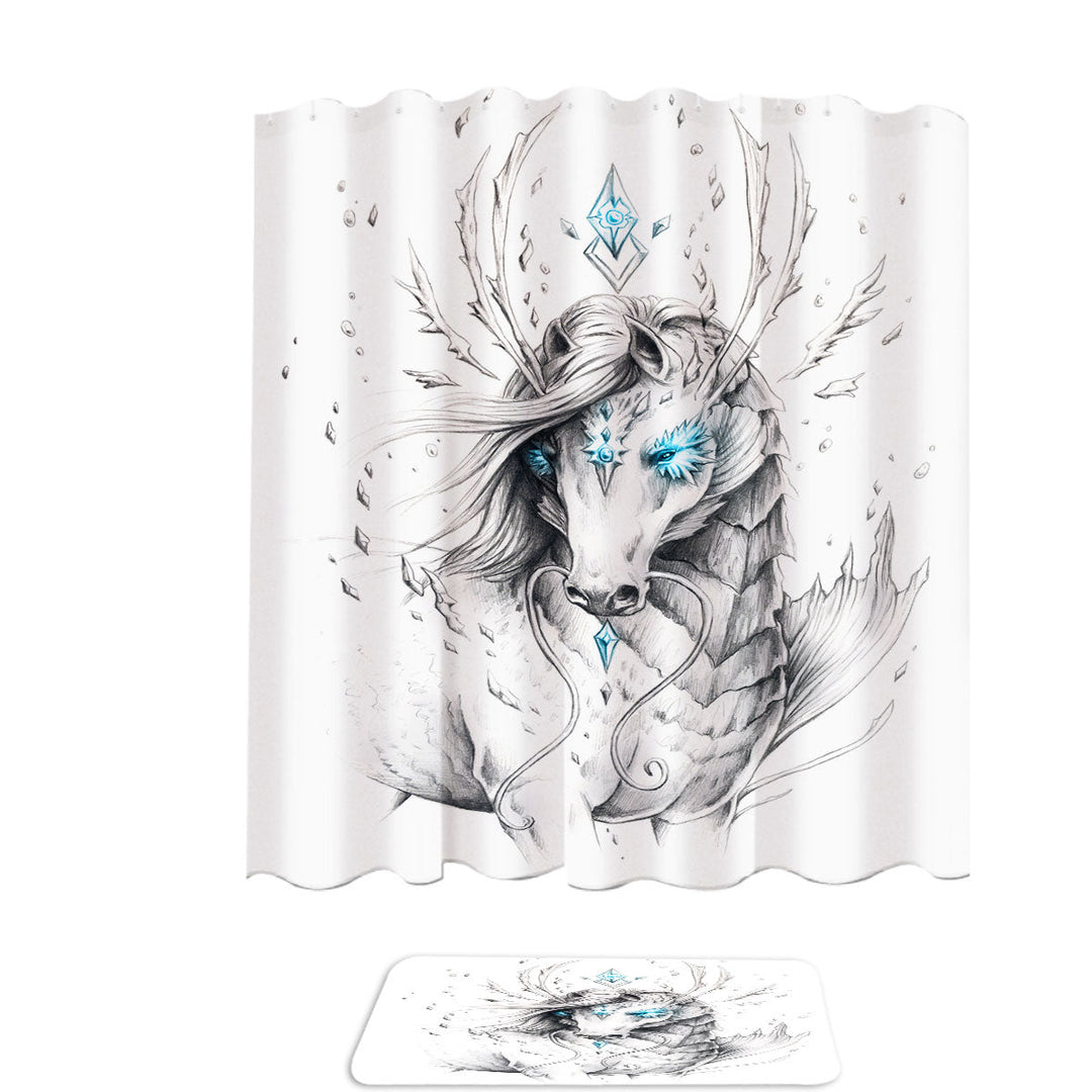 Animal Drawings Royal Sea Horse Shower Curtain