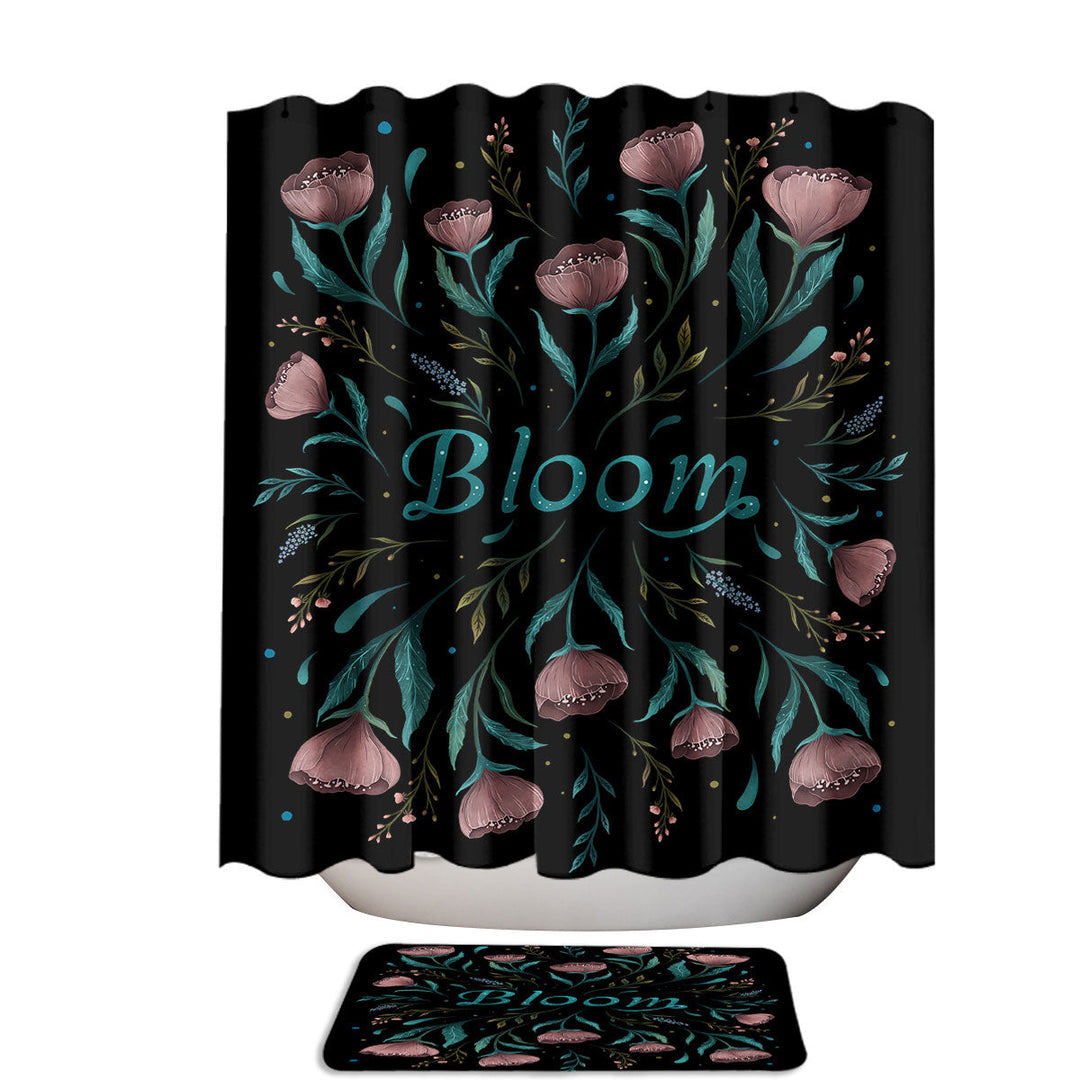 Autumn Bloom Flowers and Leaves Shower Curtain