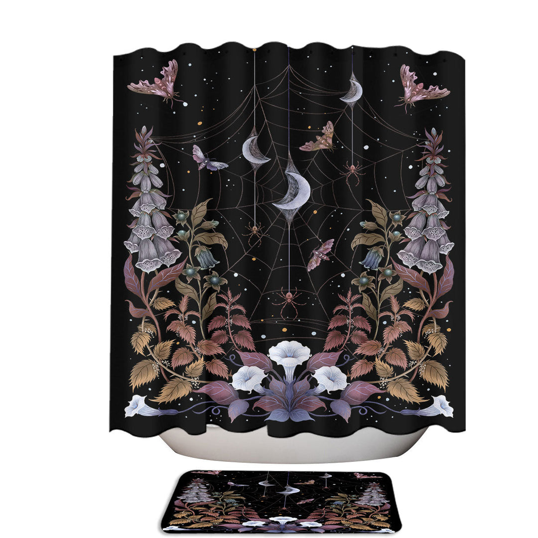 Autumn Witch Garden Spiders and Moths Cool Shower Curtains