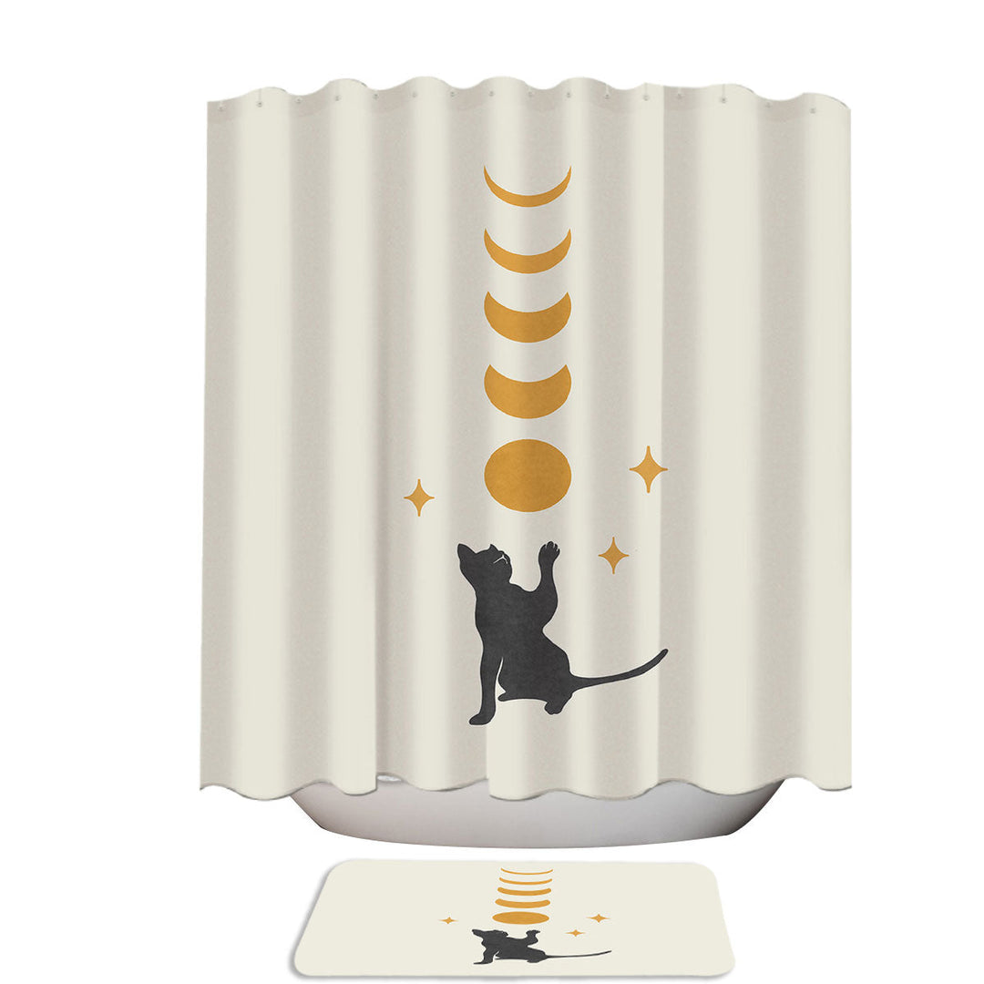 Black Cat and Moon 78 Inch Shower Curtain