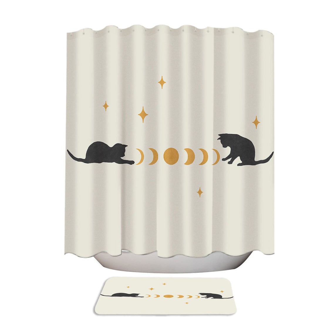 Black Cats and Moon Shower Curtain