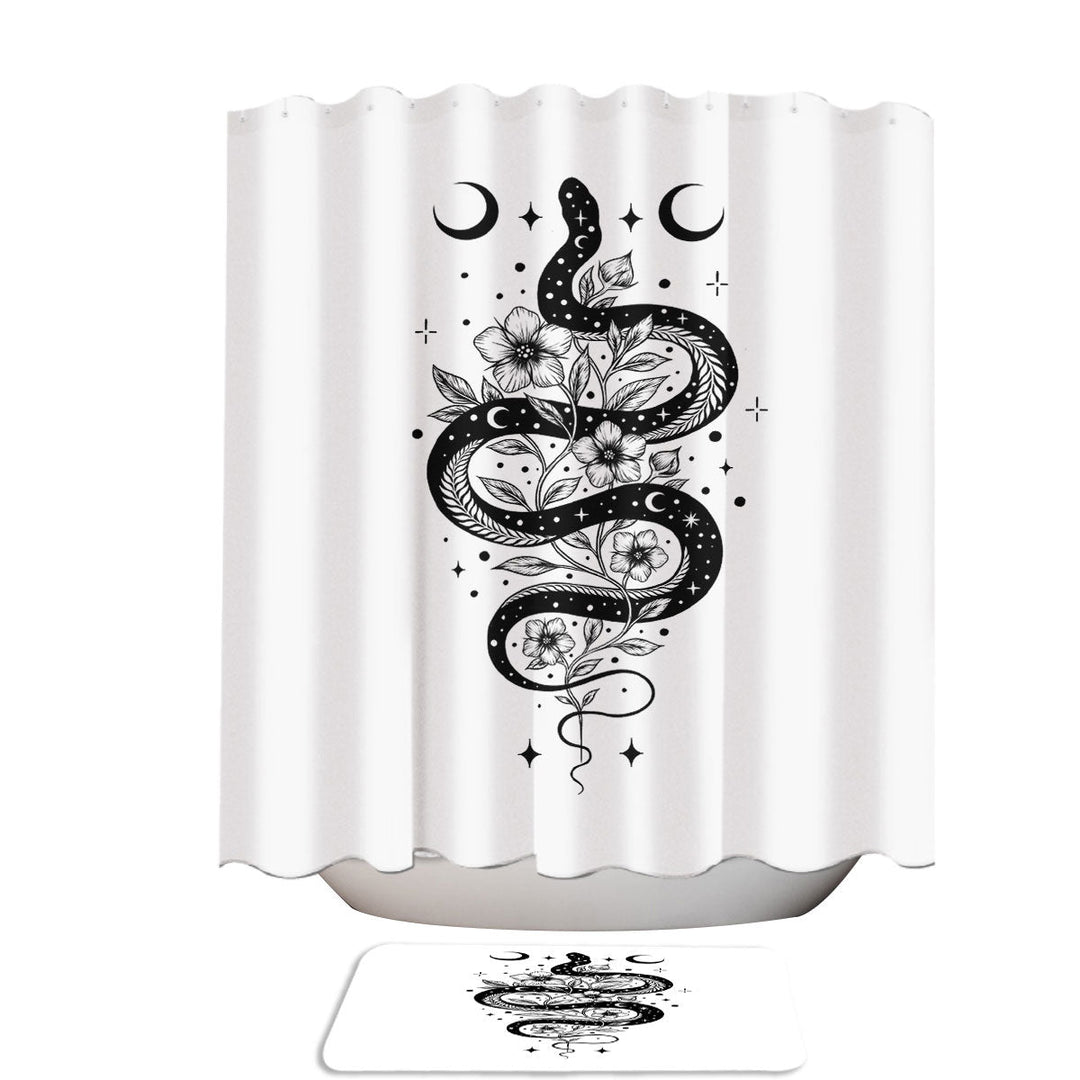 Black and White Snake the Serpent Spell Unique Shower Curtains