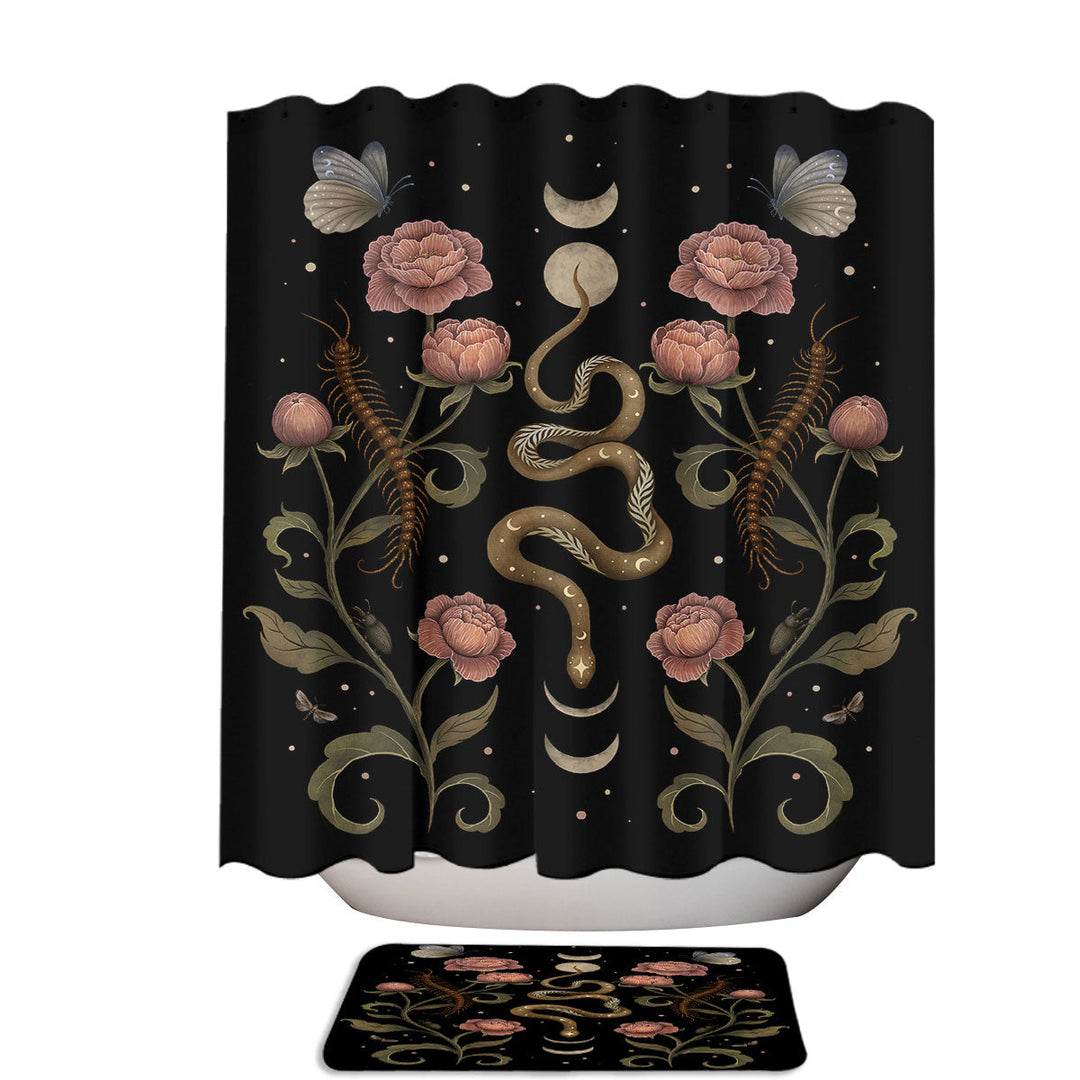 Centipedes Snake and Flowers the Serpentine Garden Shower Curtain